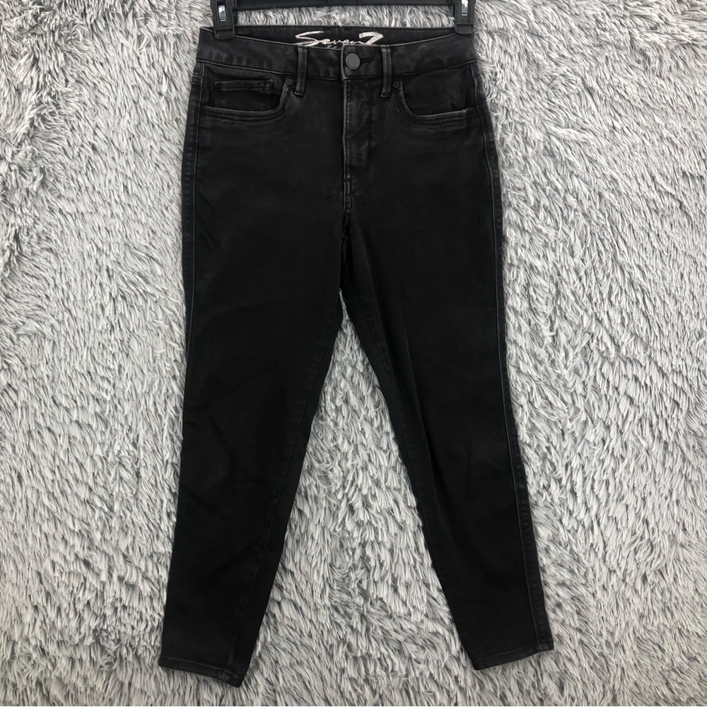 Seven 7 Jeans Womens Size 6 High Rise Skinny Crop Black